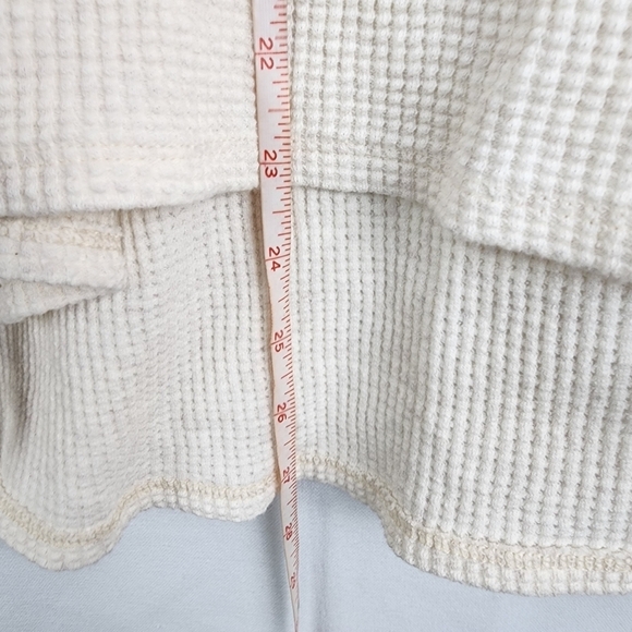 Aerie Oversized Long Sleeve Waffle Knit Offline Do What Makes You Happy Tee Sz S - Picture 6 of 6